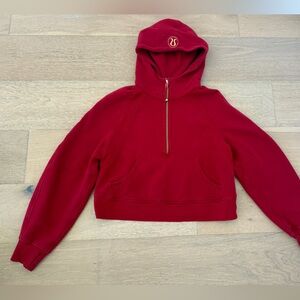 Lululemon Women’s Scuba Red Gold Cropped Half Zip Hoodie XS S